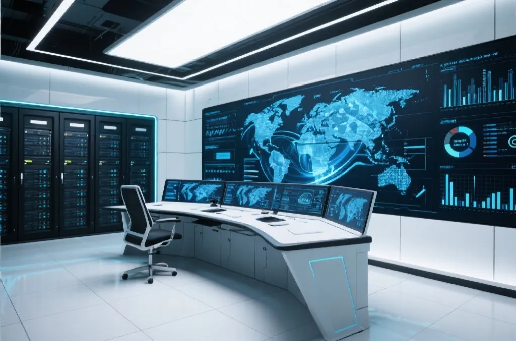 乐竞体育的现代化数据处理中心,屏幕上显示着全球赛事的实时图表